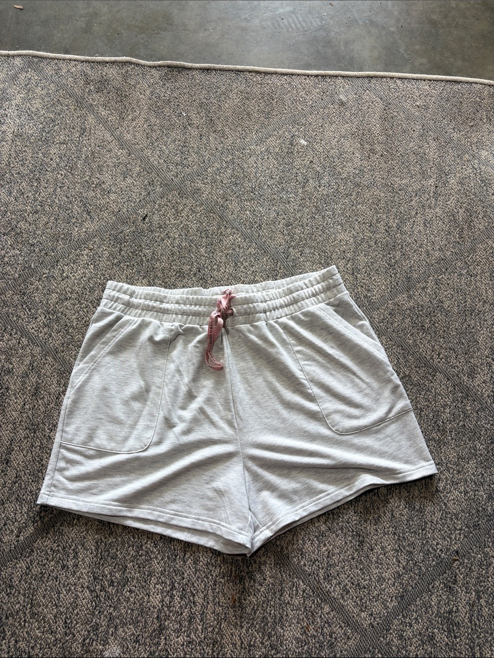 Life Is Good Light Gray Athletic Shorts with Pink Drawcord
